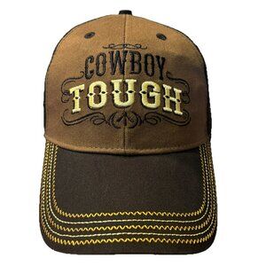 Cowboy Tough Brown adjustable ball cap hat mesh back